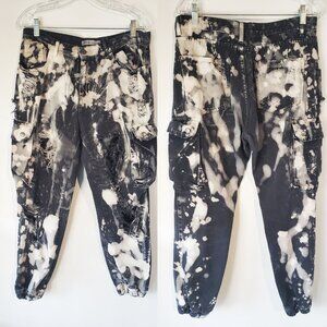 Custom hand painted Tie Dye Cargo Pocket Jeans Demobaza style~